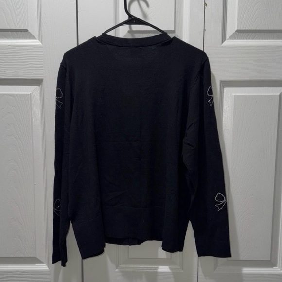 NWT Nikka K Size 2X Black Cardigan with Rhinestone Bows - Picture 5 of 5